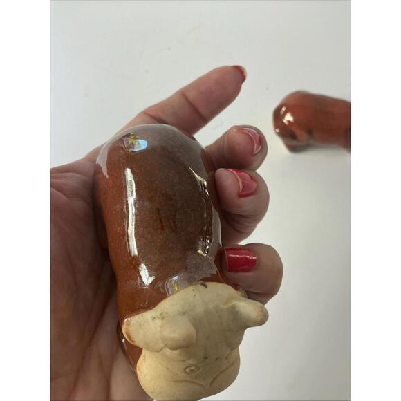 Vintage Enesco Japan Brown Glazed Cow Salt & Pepper Shaker Set RARE - Picture 11 of 15